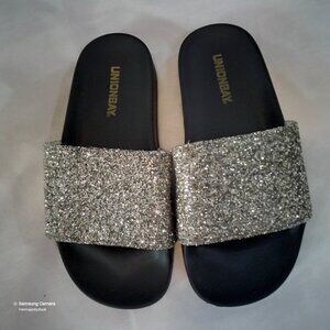 Union Bay Silver Glitter Sparkle Girl Princess Slide Sandals Almost New Size 13